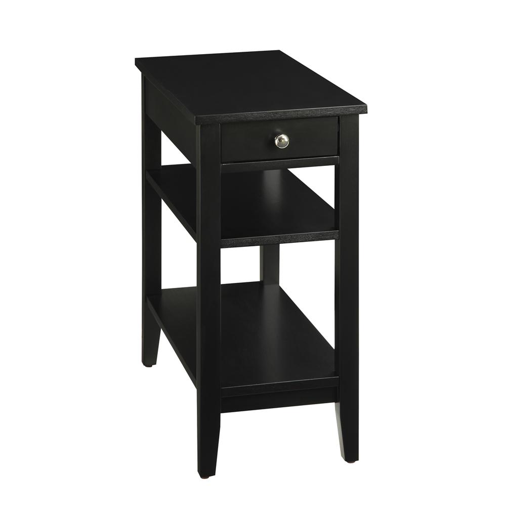 American Heritage 1 Drawer Chairside End Table with Shelves Black. Picture 1