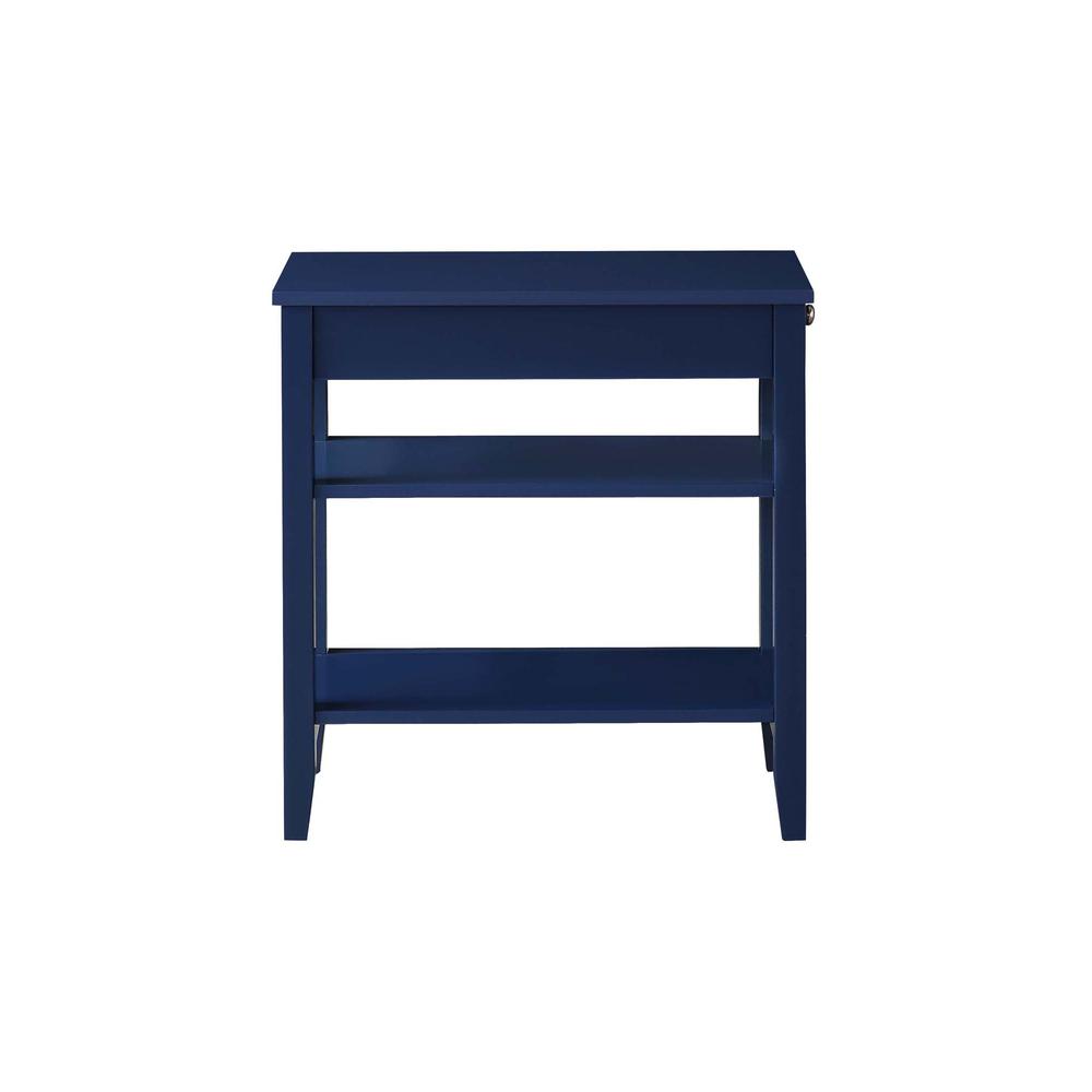 American Heritage 1 Drawer Chairside End Table with Shelves Cobalt Blue. Picture 2
