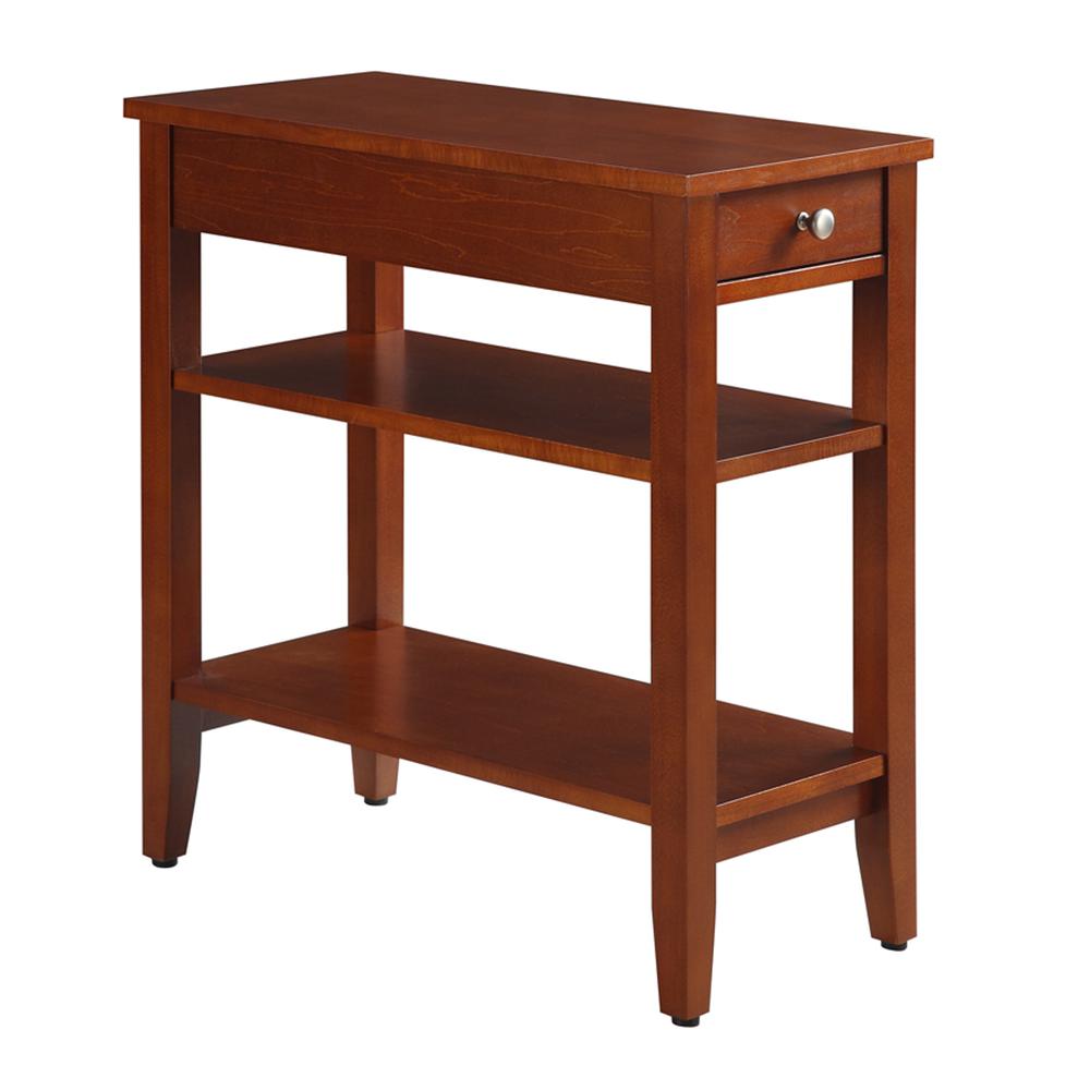 American Heritage 1 Drawer Chairside End Table with Shelves Cherry. Picture 1
