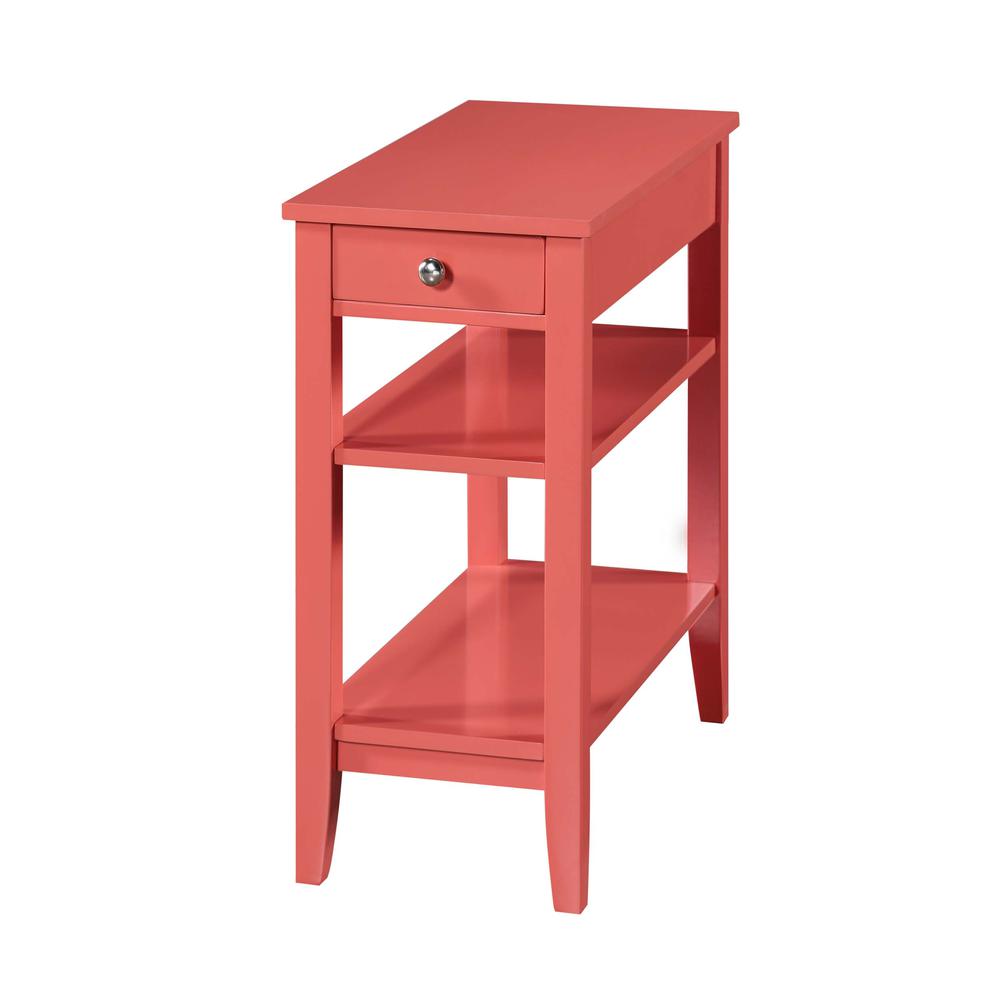 American Heritage 1 Drawer Chairside End Table with Shelves Coral. Picture 1