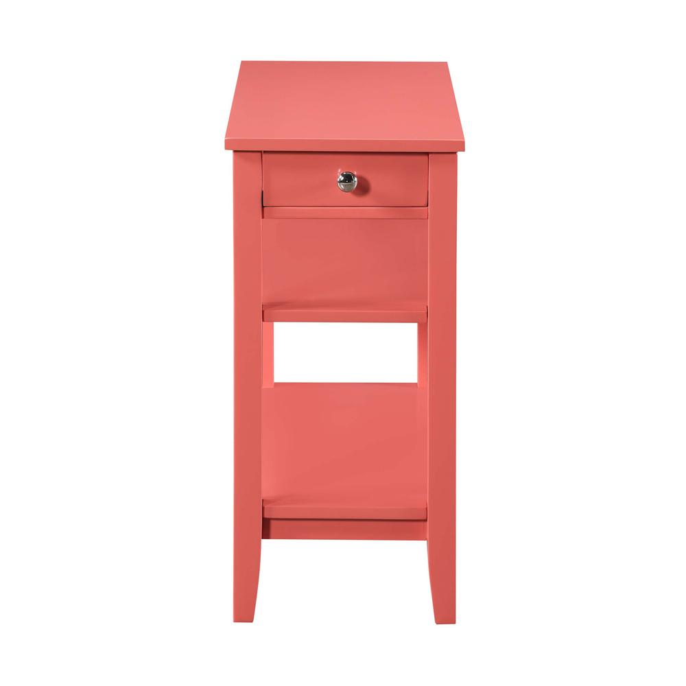 American Heritage 1 Drawer Chairside End Table with Shelves Coral. Picture 2