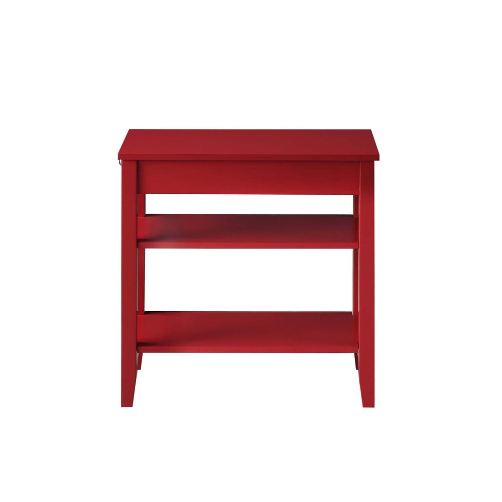 American Heritage 1 Drawer Chairside End Table with Shelves Cranberry Red. Picture 3