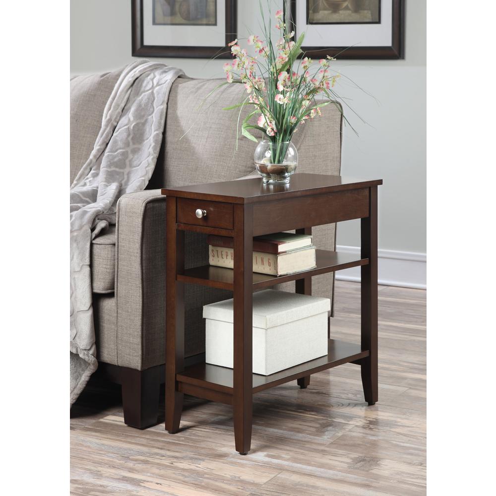 American Heritage 1 Drawer Chairside End Table with Shelves Espresso. Picture 2