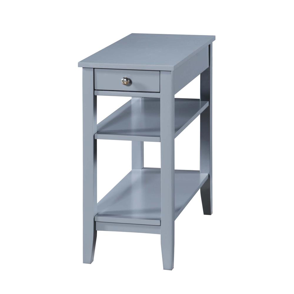 American Heritage 1 Drawer Chairside End Table with Shelves Gray. Picture 1
