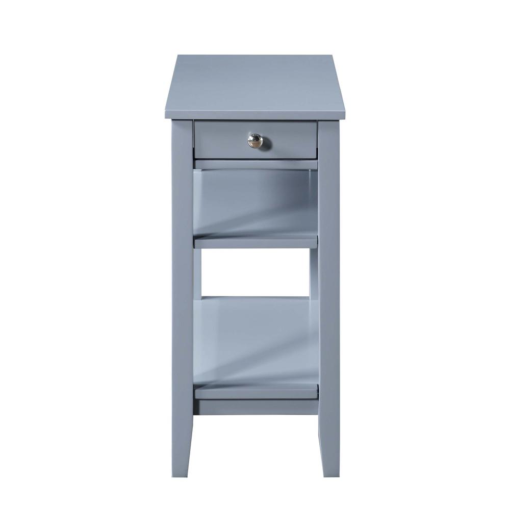 American Heritage 1 Drawer Chairside End Table with Shelves Gray. Picture 2