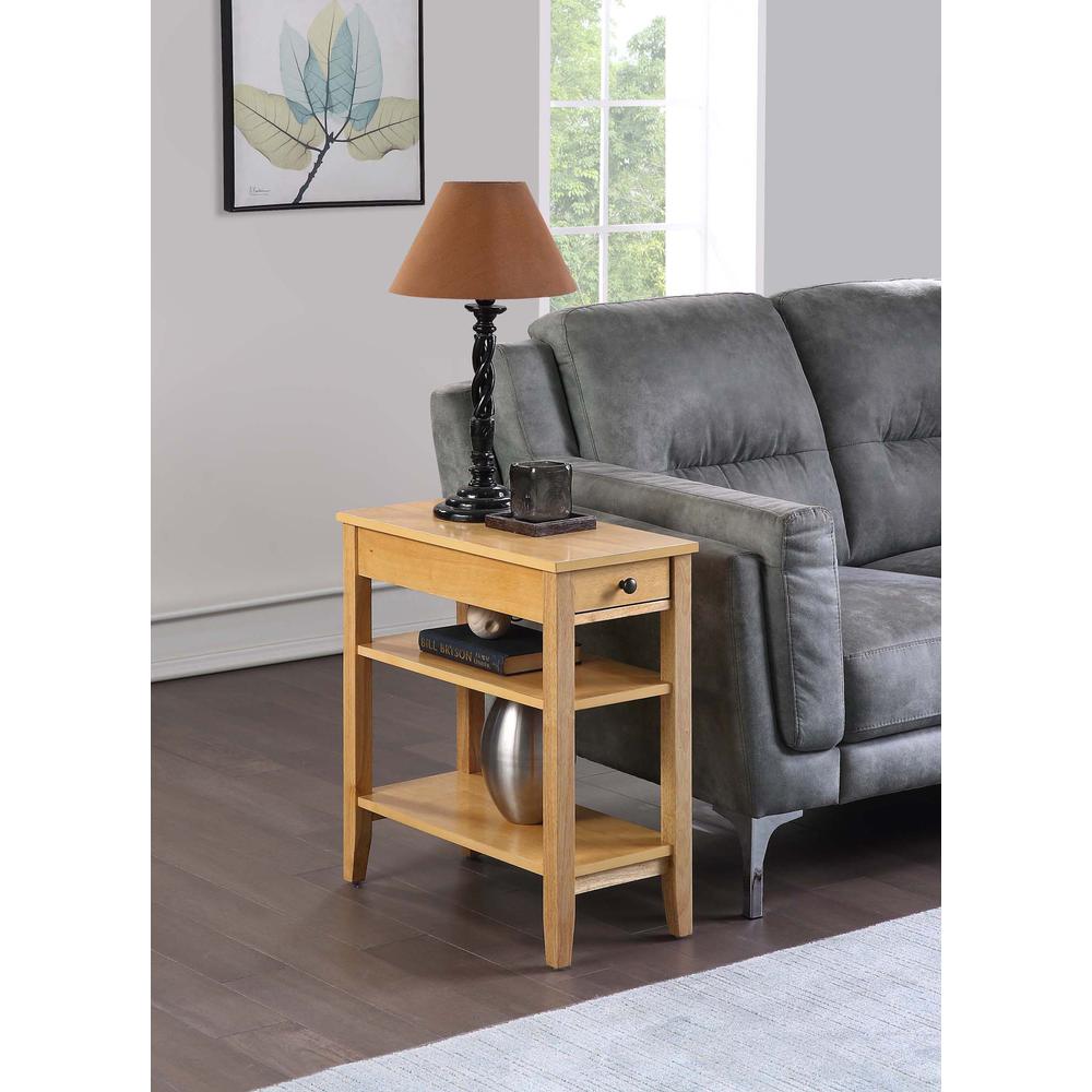 American Heritage 1 Drawer Chairside End Table with Shelves Natural. Picture 1