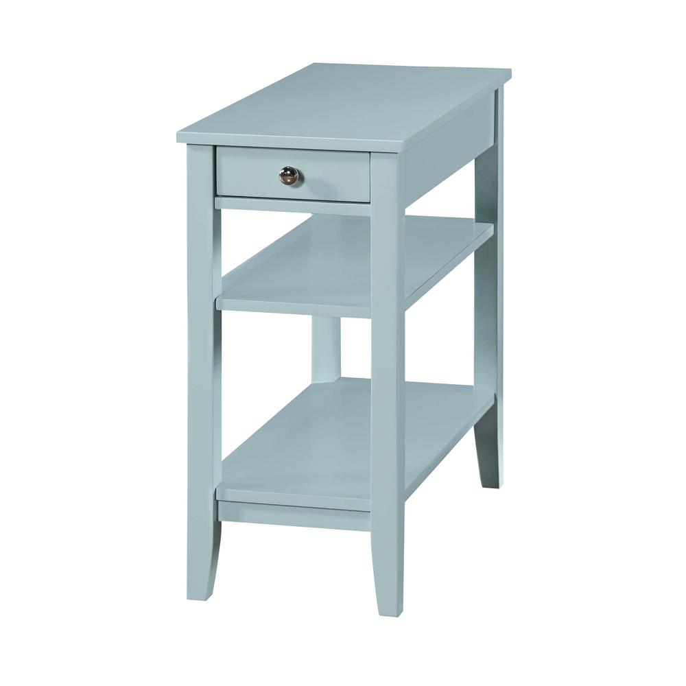 American Heritage 1 Drawer Chairside End Table with Shelves Sea Foam Blue. Picture 1