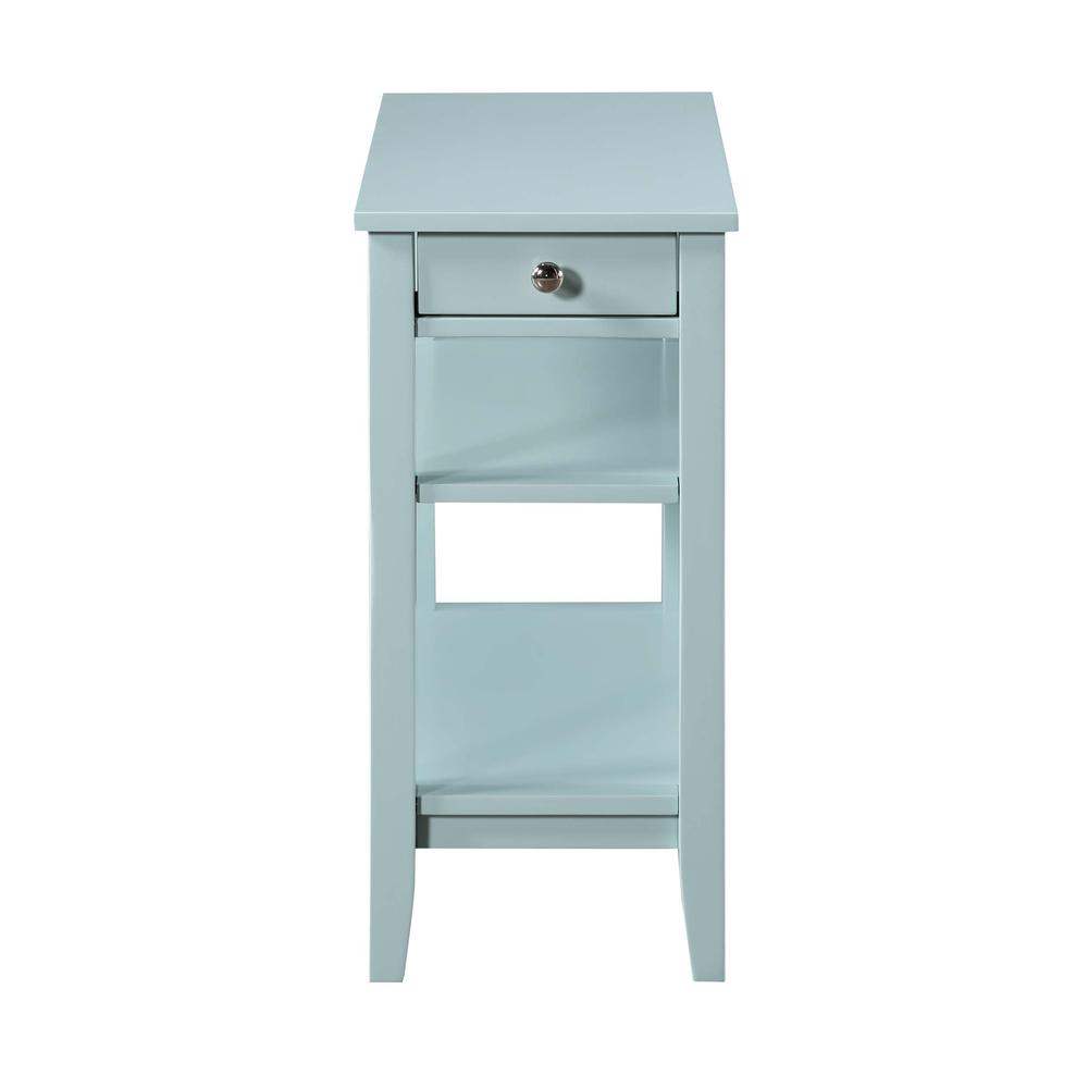 American Heritage 1 Drawer Chairside End Table with Shelves Sea Foam Blue. Picture 3