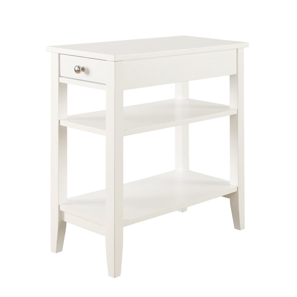 American Heritage 1 Drawer Chairside End Table with Shelves White. Picture 1