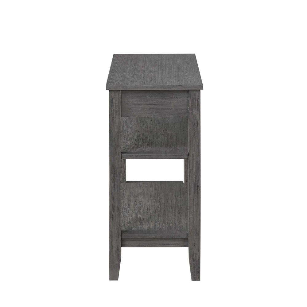 American Heritage 1 Drawer Chairside End Table with Shelves Wirebrush Dark Gray. Picture 4