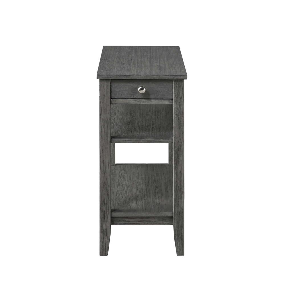 American Heritage 1 Drawer Chairside End Table with Shelves Wirebrush Dark Gray. Picture 2