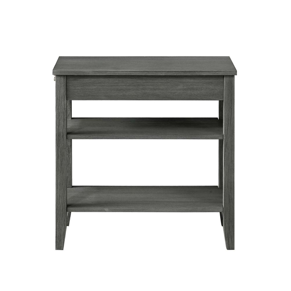 American Heritage 1 Drawer Chairside End Table with Shelves Wirebrush Dark Gray. Picture 3