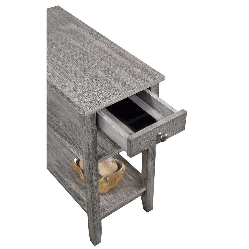 American Heritage 1 Drawer Chairside End Table with Shelves Wirebrush Light Gray. Picture 2