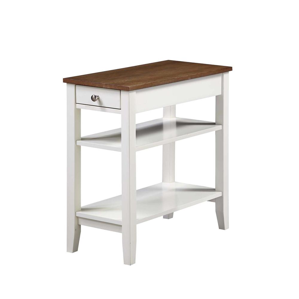 American Heritage 1 Drawer Chairside End Table with Shelves Driftwood/White. Picture 4