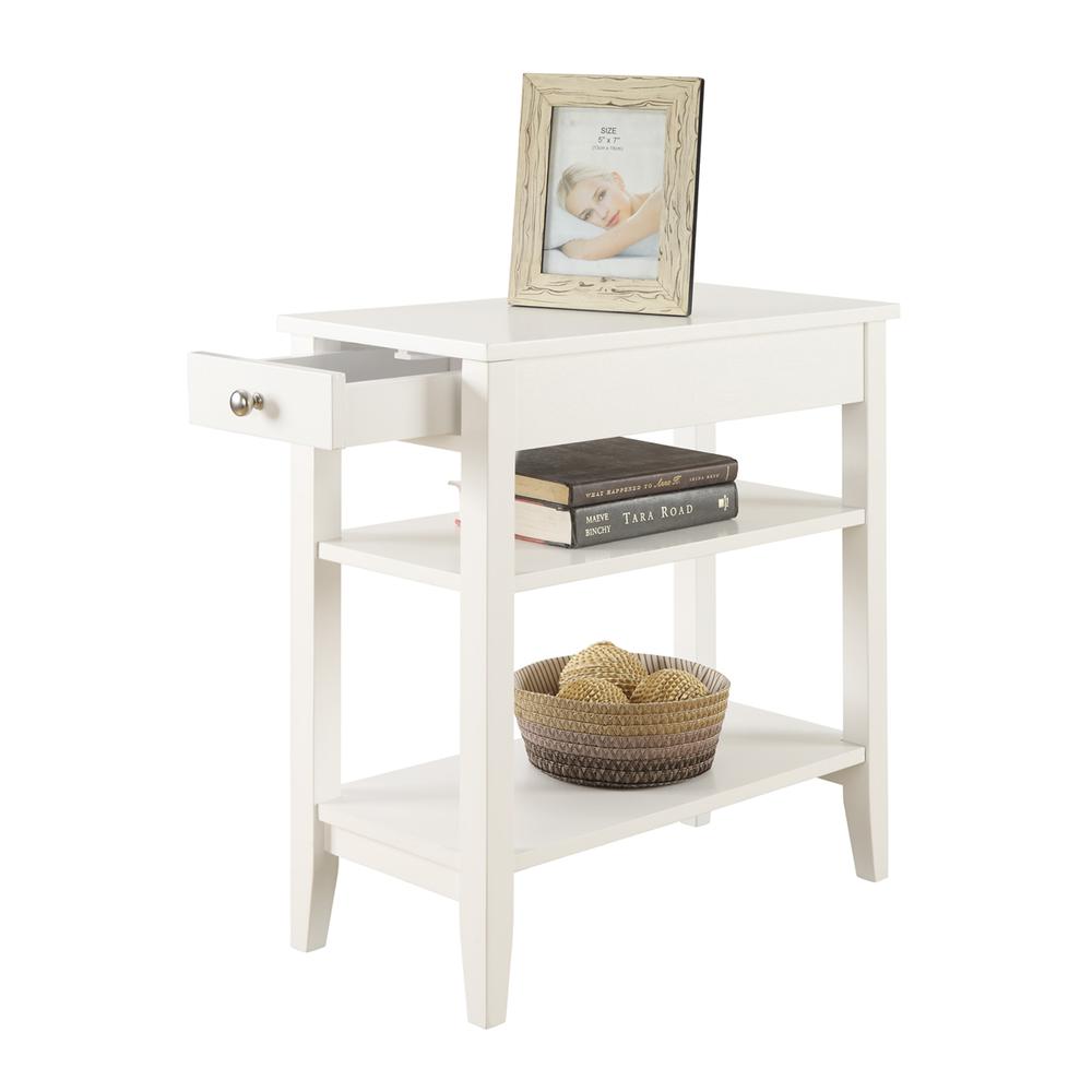 American Heritage 1 Drawer Chairside End Table with Shelves White. Picture 4