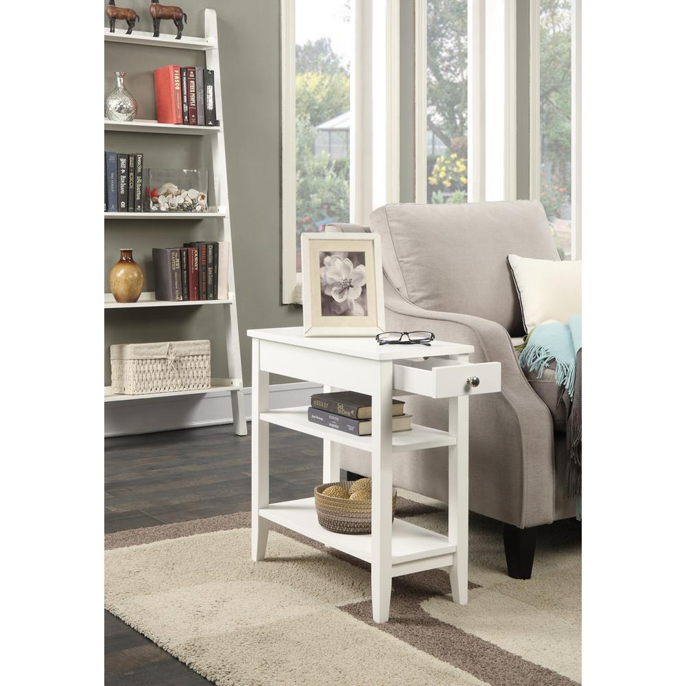 American Heritage 1 Drawer Chairside End Table with Shelves White. Picture 2