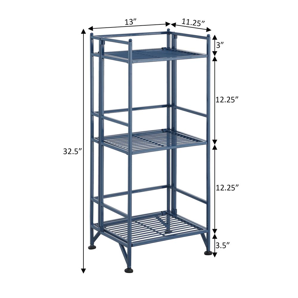 Xtra Storage 3 Tier Folding Metal Shelf, Blue. Picture 7