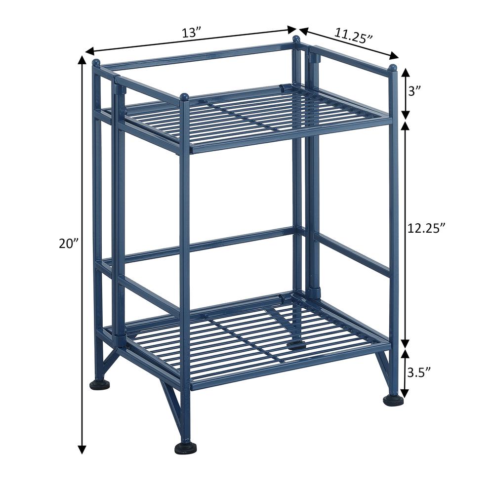Xtra Storage 2 Tier Folding Metal Shelf, Blue. Picture 7
