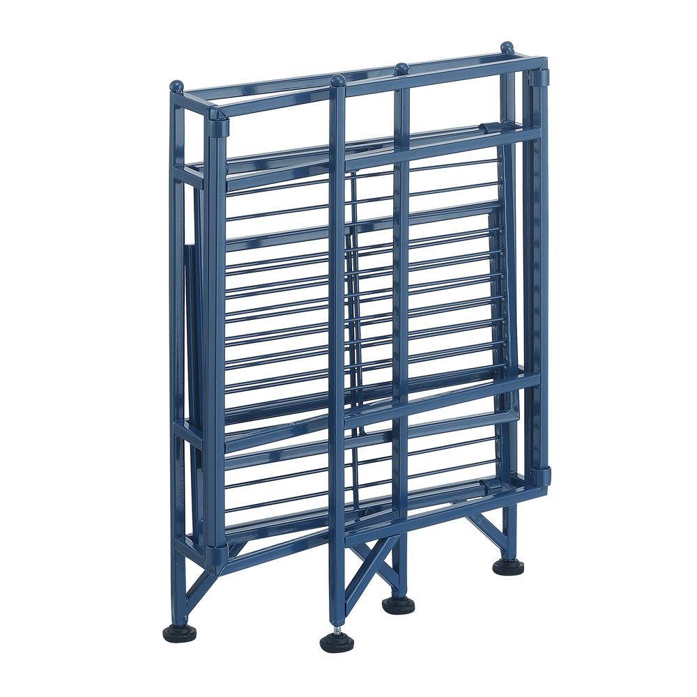 Xtra Storage 2 Tier Folding Metal Shelf, Blue. Picture 4
