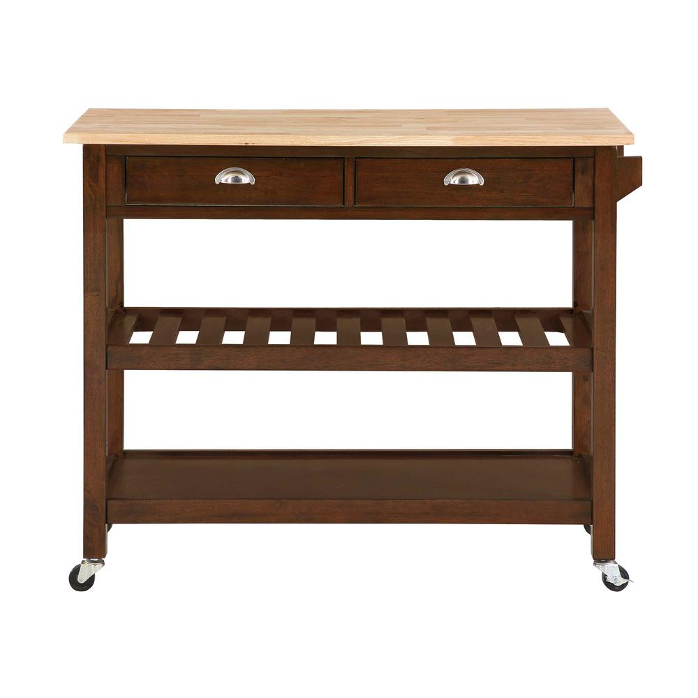 American Heritage 3 Tier Butcher Block Kitchen Cart with Drawers. Picture 5