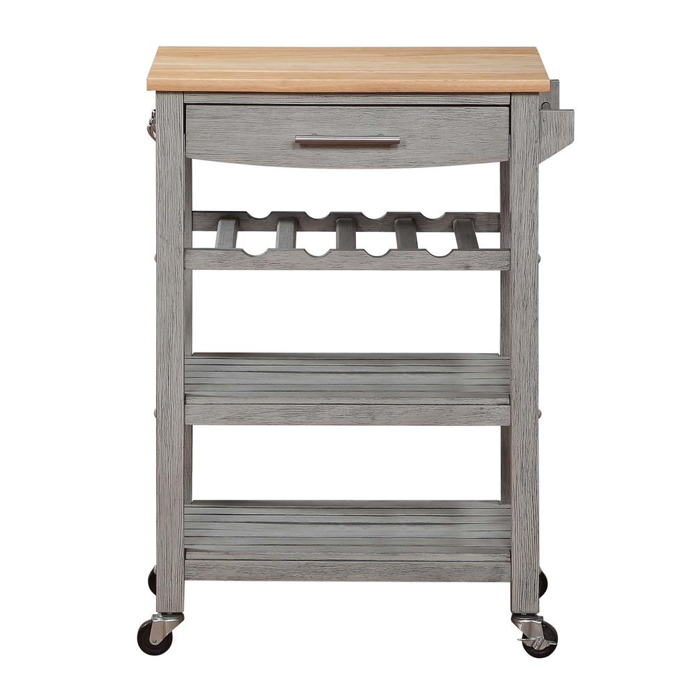 Ellaine 4 Tier Butcher Block Kitchen Cart with Drawer and Wine Rack. Picture 9
