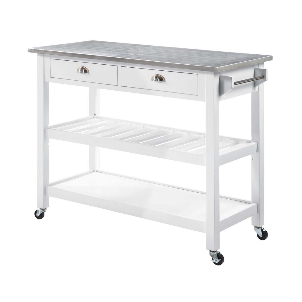American Heritage 3 Tier Stainless Steel Kitchen Cart with Drawers. Picture 1