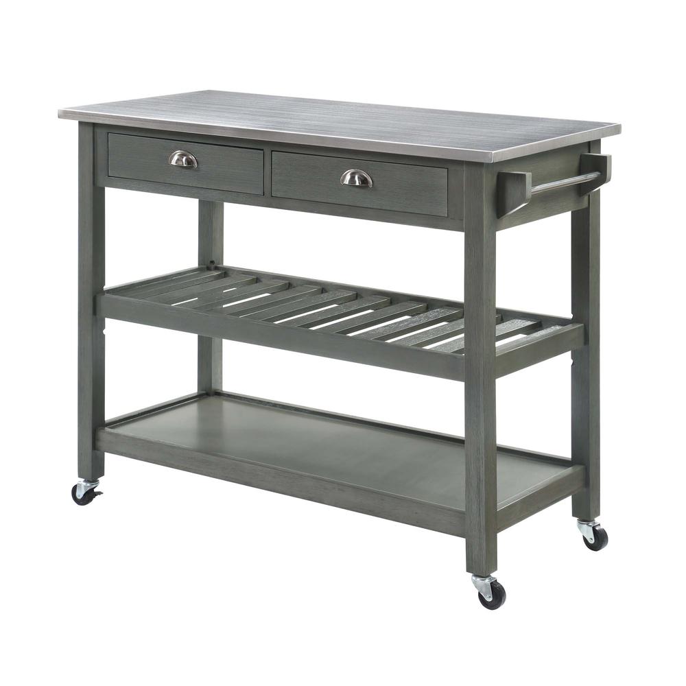 American Heritage 3 Tier Stainless Steel Kitchen Cart with Drawers. Picture 1