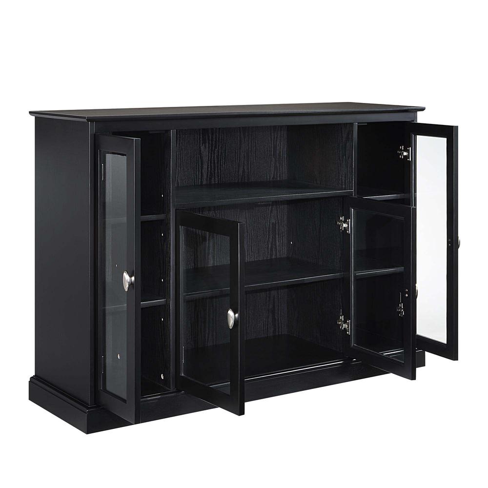 Summit Highboy TV Stand with Storage Cabinets and Shelves, Black Finish. Picture 8