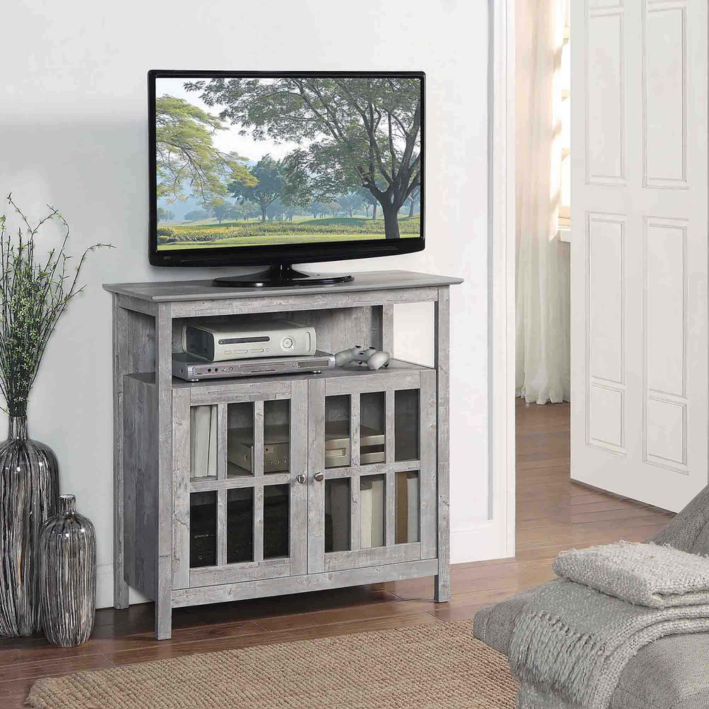 Big Sur Highboy TV Stand with Storage Cabinets, Gray. Picture 8