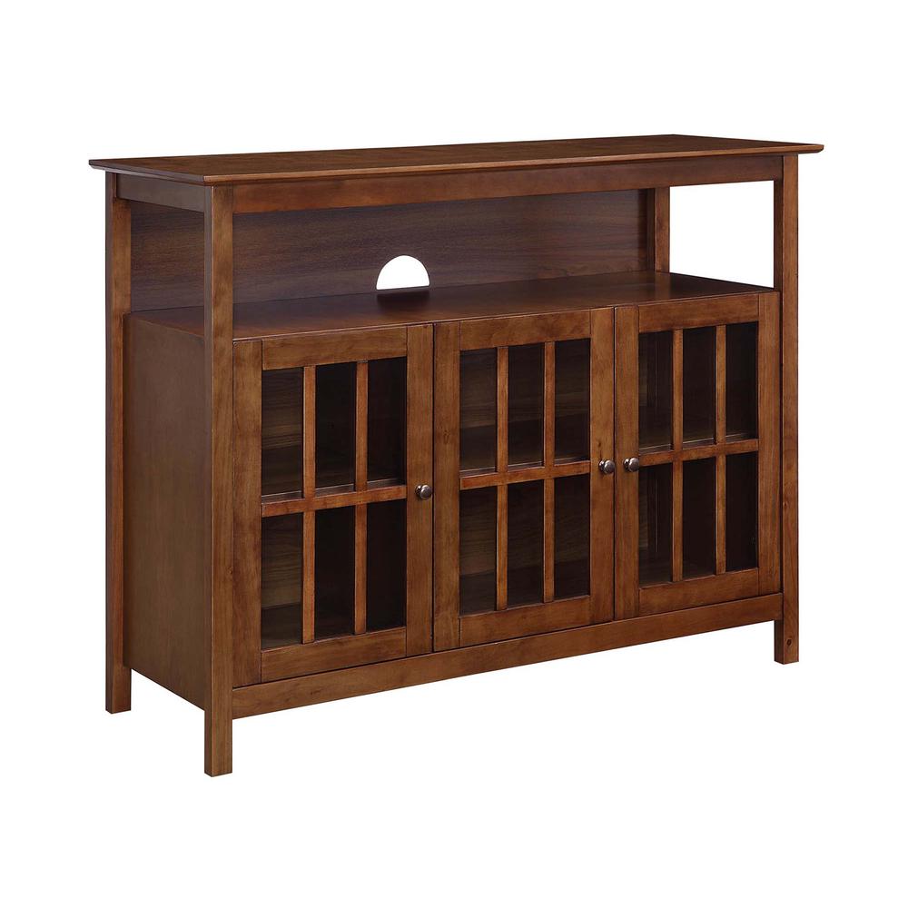 Big Sur Deluxe TV Stand with Storage Cabinets and Shelf for TVs up to 55 Inches Dark Walnut. Picture 1
