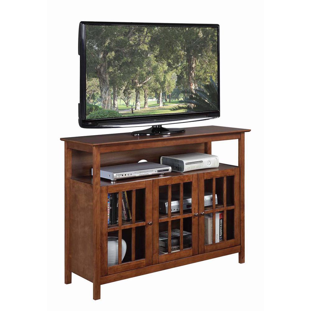 Big Sur Deluxe TV Stand with Storage Cabinets and Shelf for TVs up to 55 Inches Dark Walnut. Picture 2