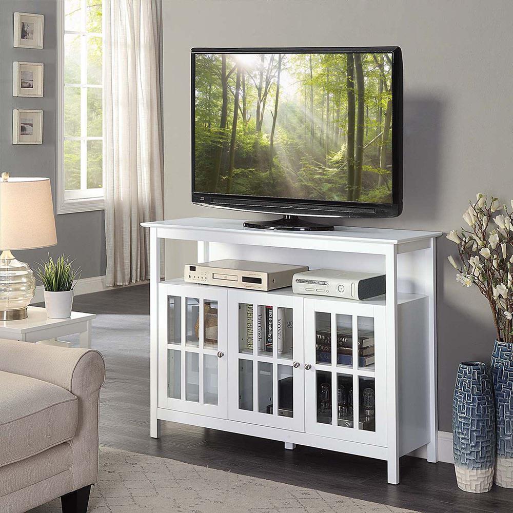 Big Sur Deluxe TV Stand with Storage Cabinets and Shelf for TVs up to 55 Inches White. Picture 3