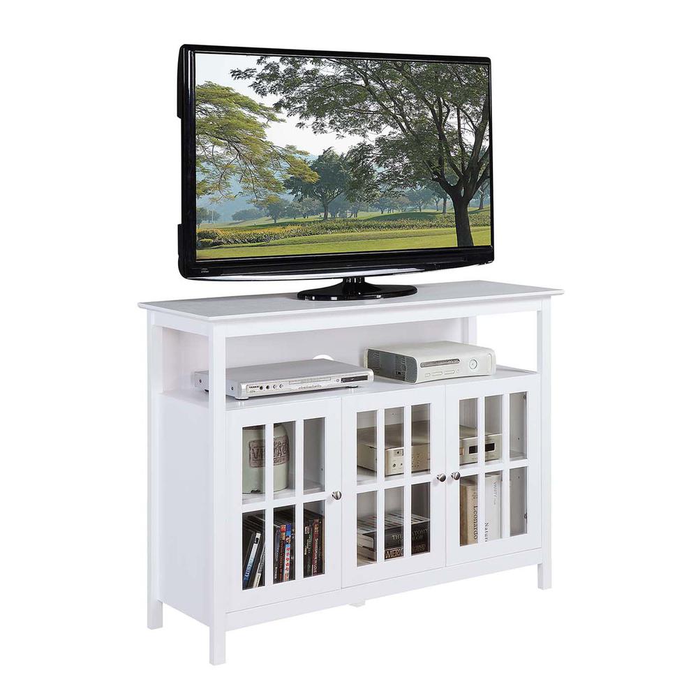Big Sur Deluxe TV Stand with Storage Cabinets and Shelf for TVs up to 55 Inches White. Picture 2