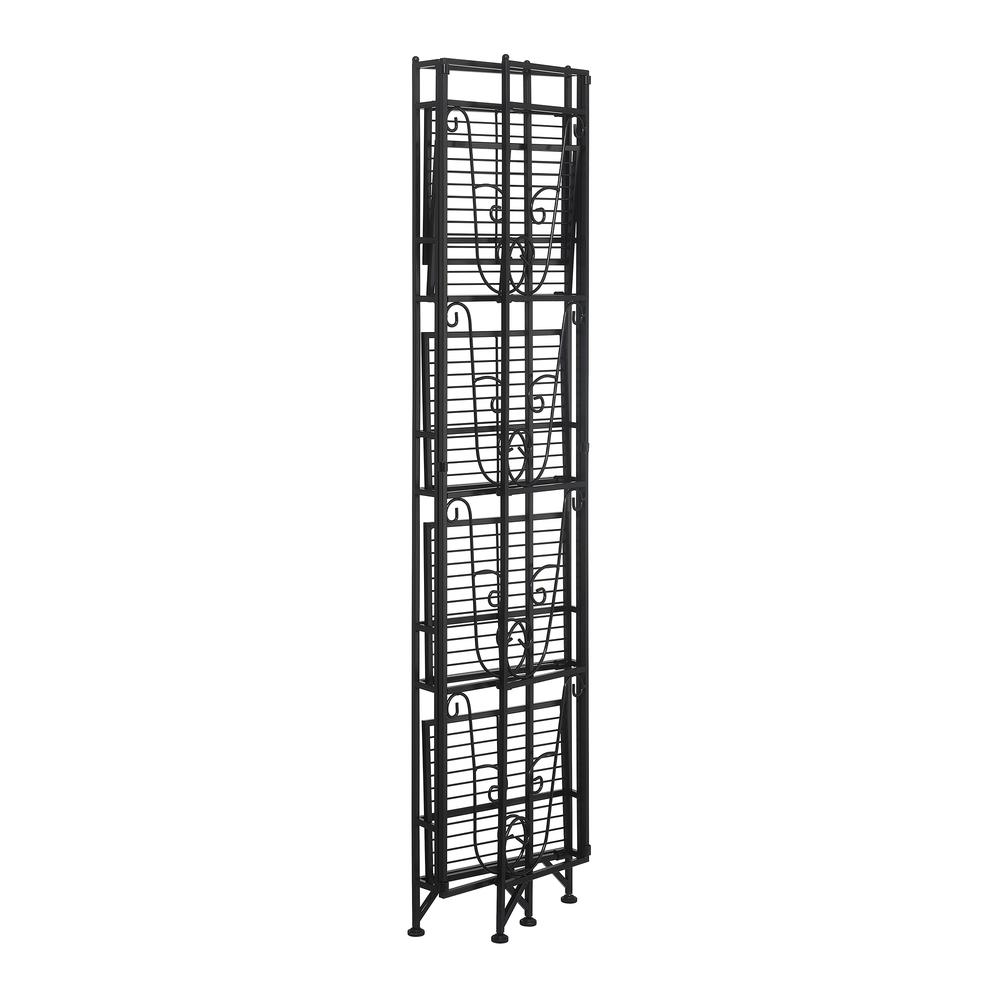Xtra Storage 5 Tier Folding Metal Shelf with Scroll Design, Black. Picture 4