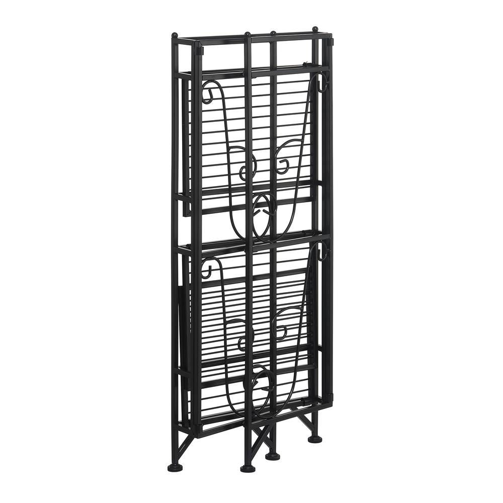 Xtra Storage 3 Tier Folding Metal Shelf with Scroll Design, Black. Picture 4