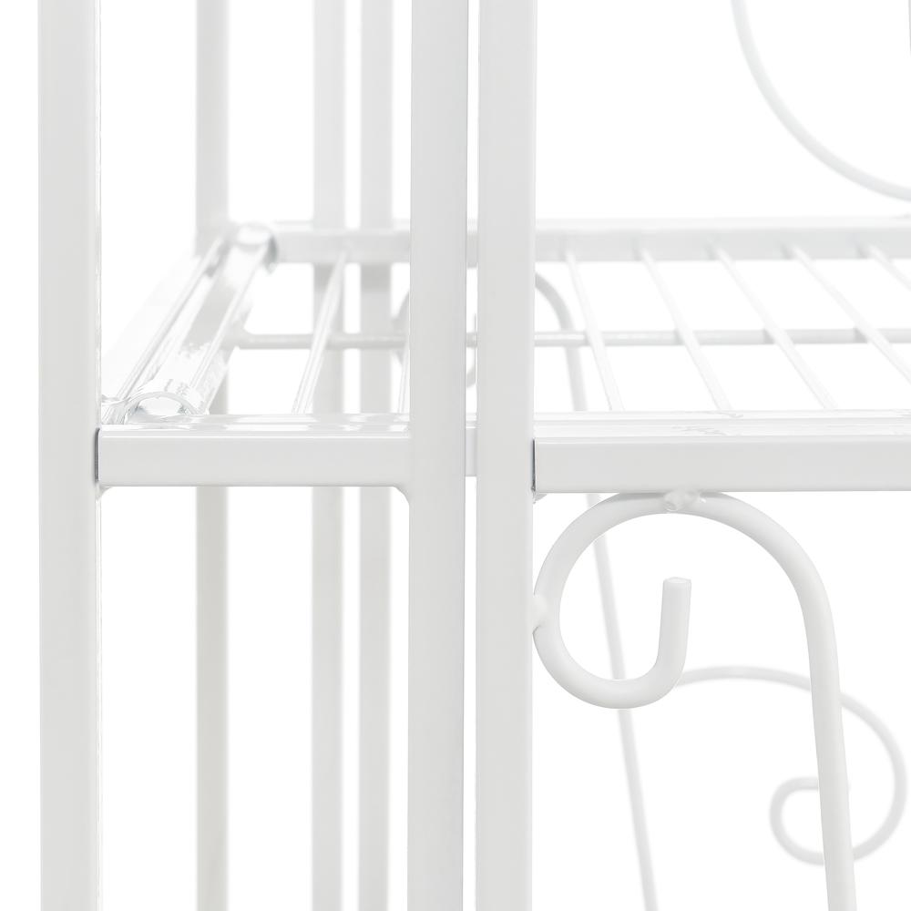 Xtra Storage 3 Tier Folding Metal Shelf with Scroll Design, White. Picture 6