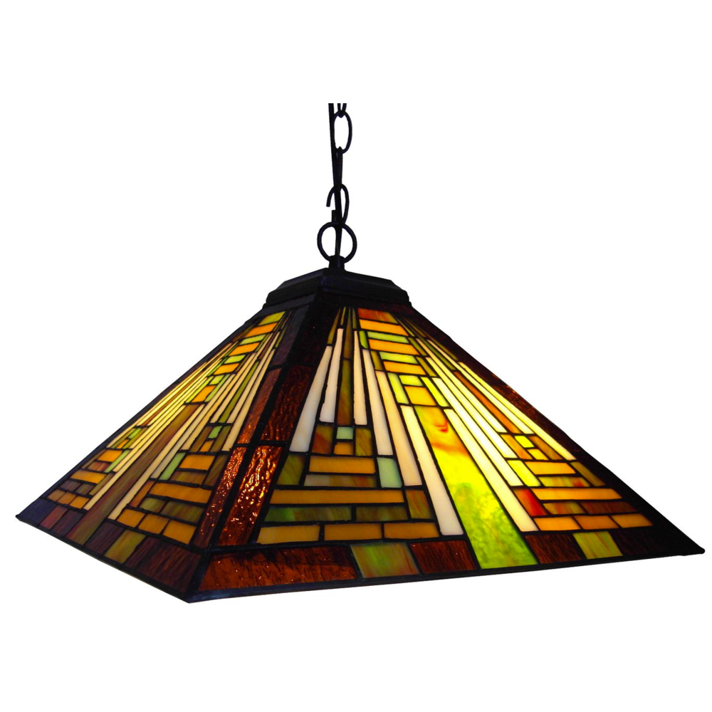 Tiffany-style 2 Light Mission Hanging Pendant Fixture 16" Shade. The main picture.