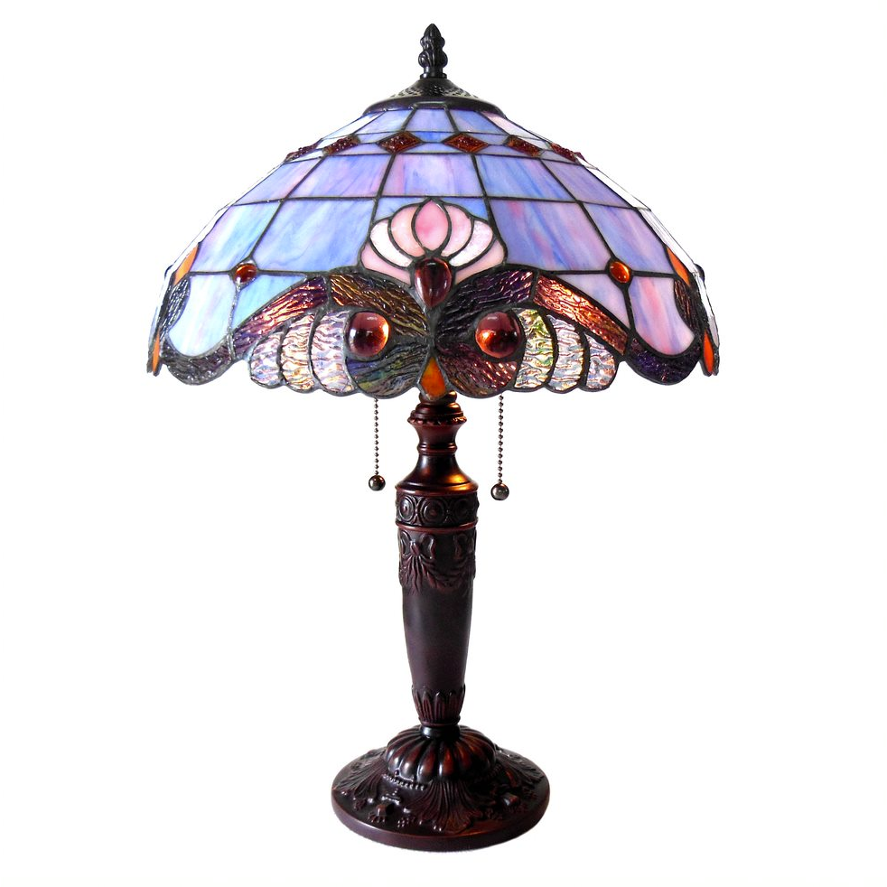 SHELLY Tiffany-style 2 Light Victorian Table Lamp 14.5" Shade. Picture 1