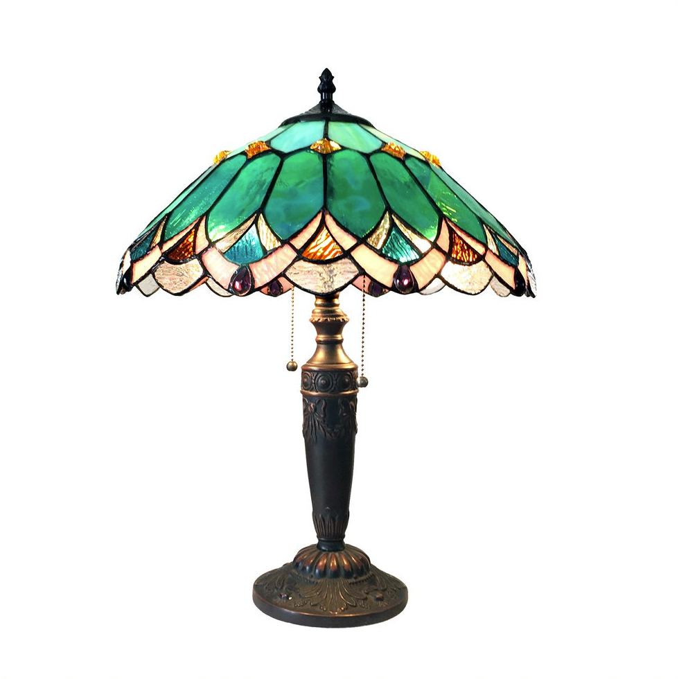 DEMETER Tiffany-style 2 Light Table Lamp 16" Shade. Picture 1