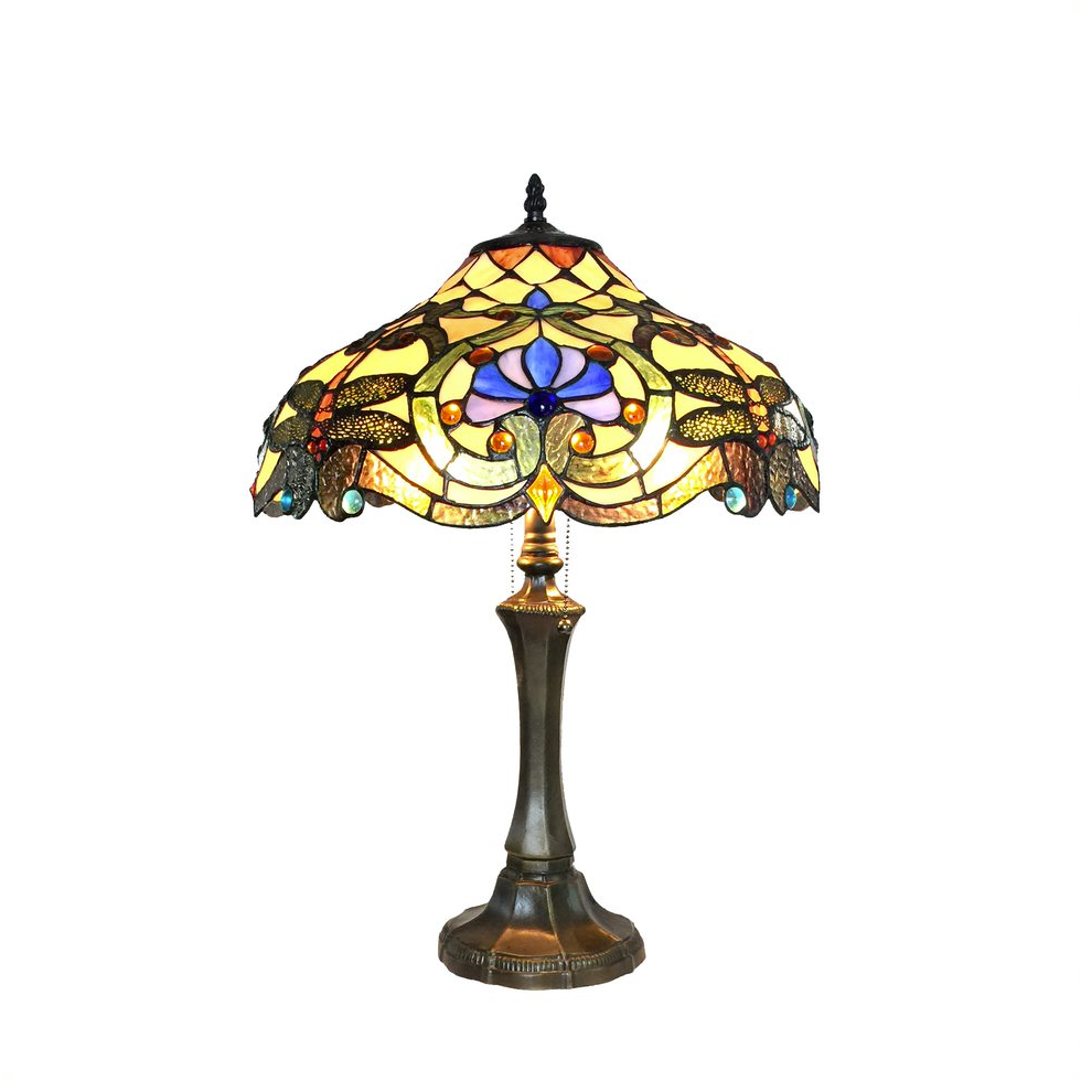 AMBERWING Tiffany-style 2 Light Dragonfly Table Lamp 17" Shade. Picture 1