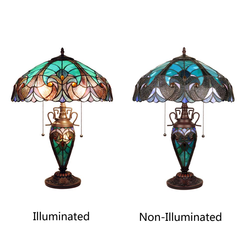 CHLOE Lighting - LIAISON Victorian-Style Antique Dark Bronze 3 Light Double Lit Table Lamp 16" Wide. Picture 5