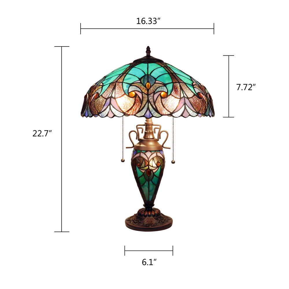 CHLOE Lighting - LIAISON Victorian-Style Antique Dark Bronze 3 Light Double Lit Table Lamp 16" Wide. Picture 7