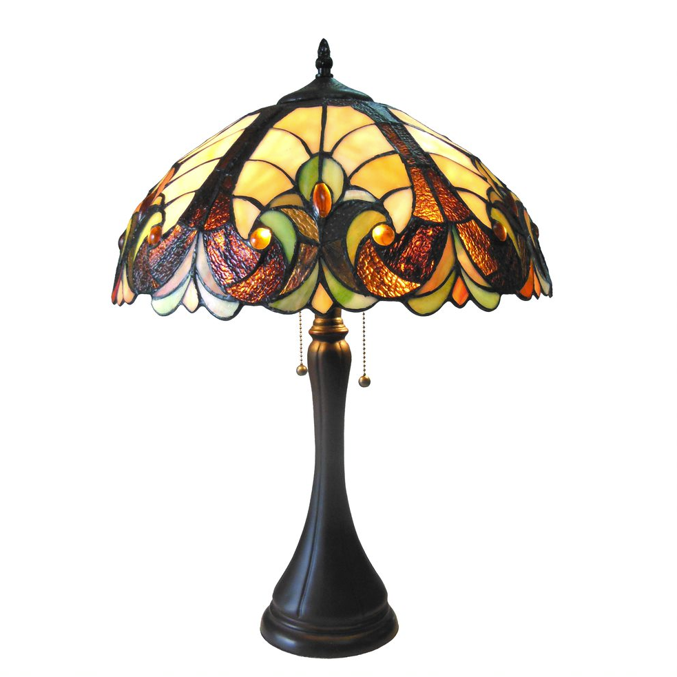 AMOR Tiffany-style 2 Light Victorian Table Lamp 16" Shade. The main picture.