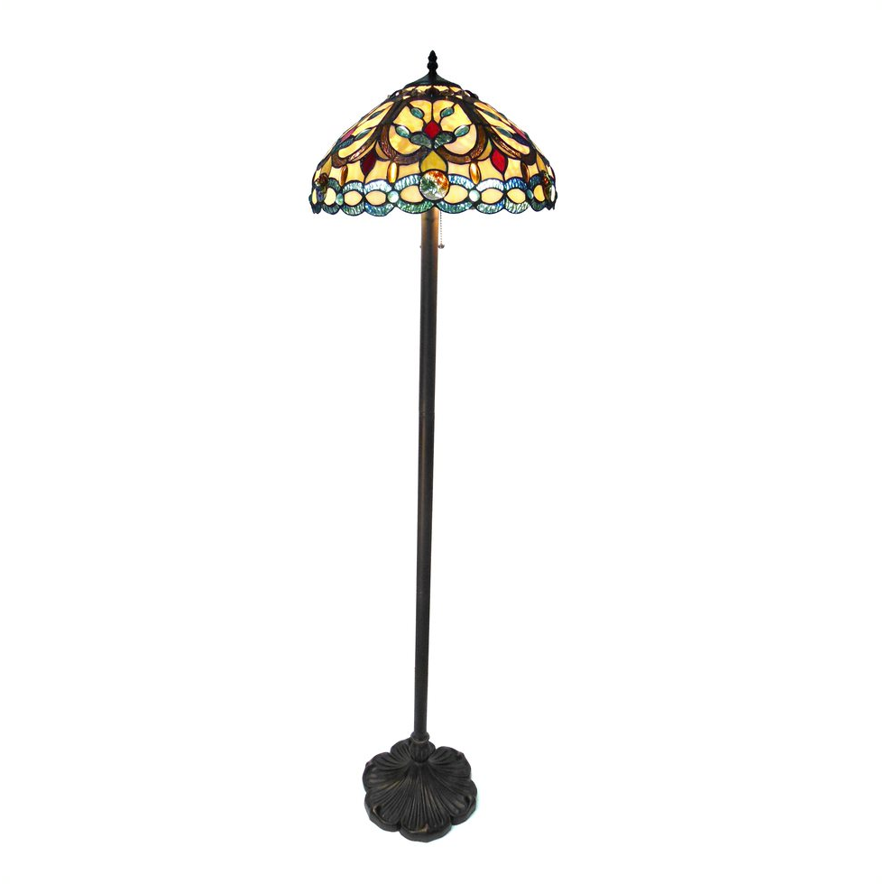 HAYDEN Tiffany-style 2 Light Crystal Design Floor Lamp 18" Shade. Picture 1
