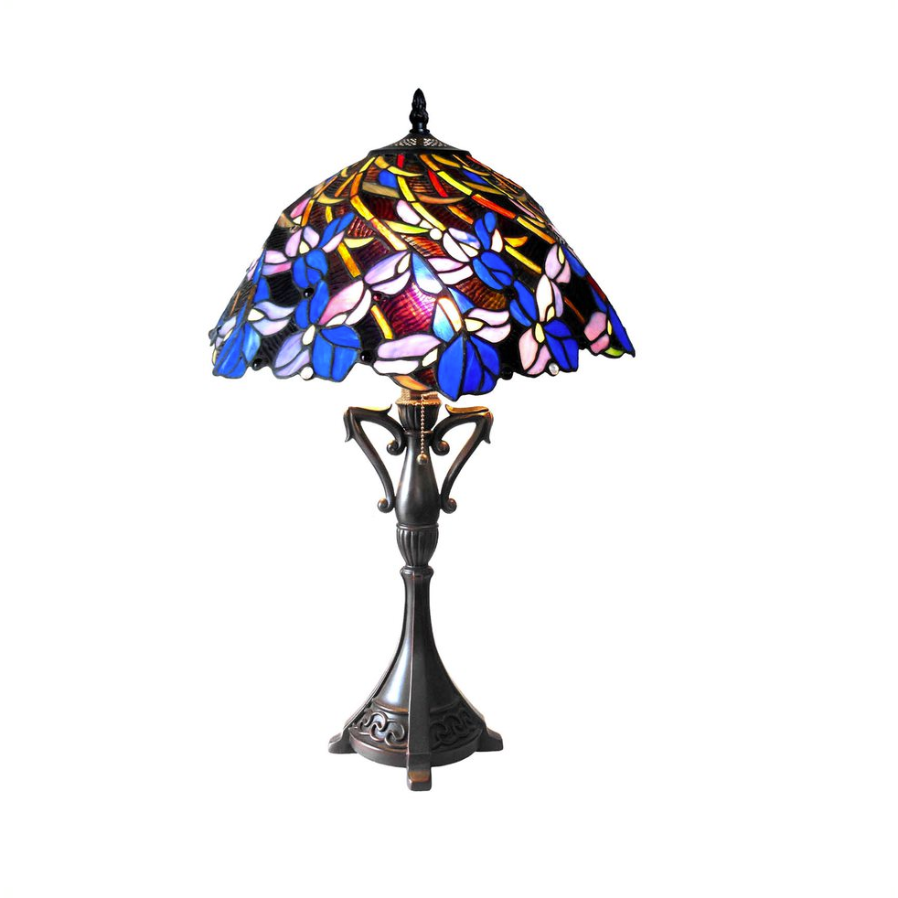 NATALIE Tiffany-style 2 Light Iris Table Lamp 19" Shade. Picture 1