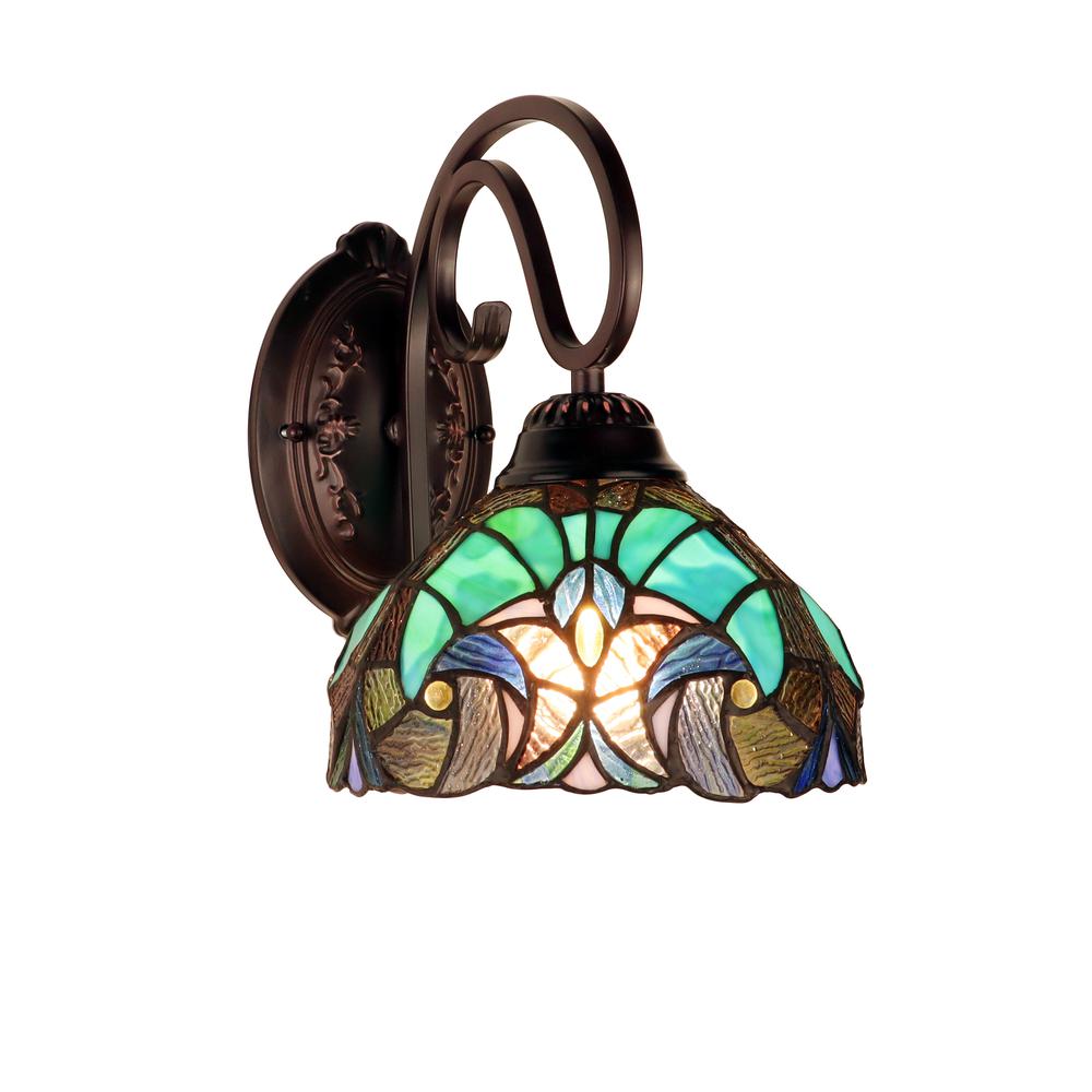 LIAISON Victorian-Style 1-Light Antique Dark Bronze Finish Wall Sconce 8" Shade. Picture 1