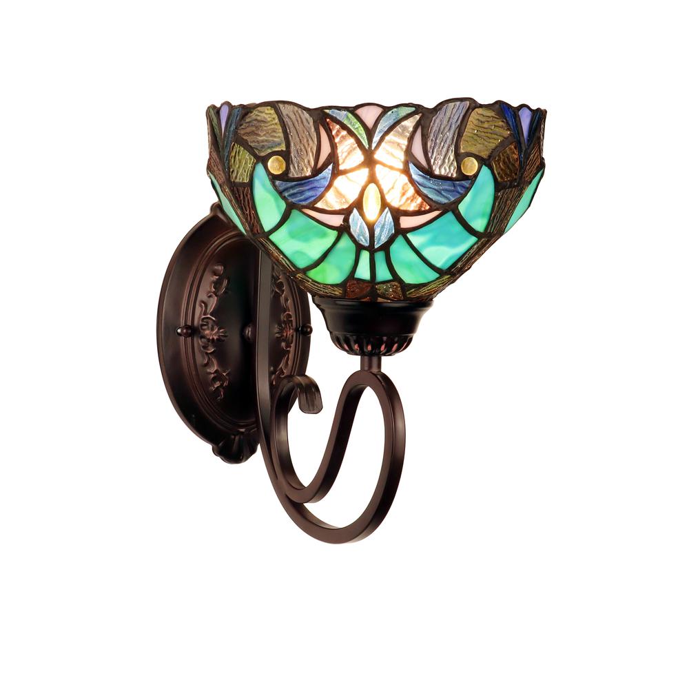 LIAISON Victorian-Style 1-Light Antique Dark Bronze Finish Wall Sconce 8" Shade. Picture 2