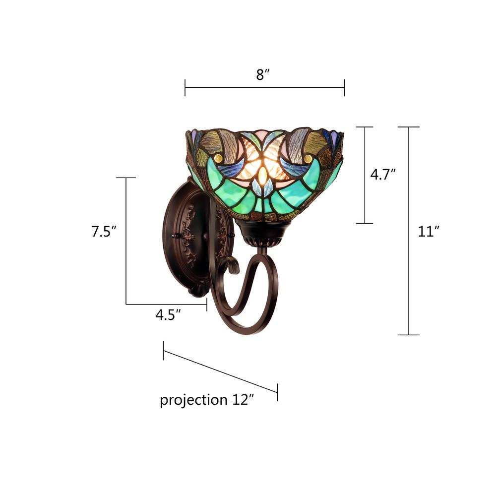 LIAISON Victorian-Style 1-Light Antique Dark Bronze Finish Wall Sconce 8" Shade. Picture 9