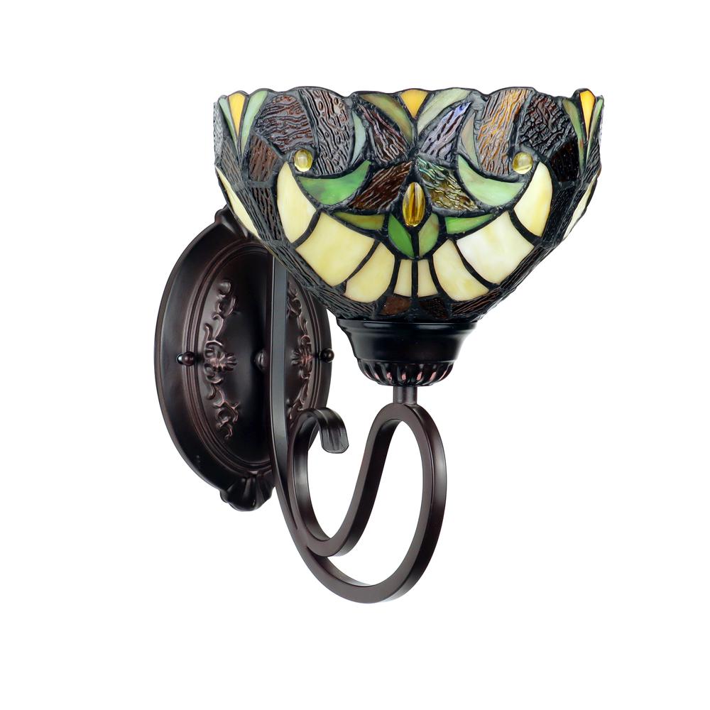 LIAISON Victorian-Style 1-Light Antique Dark Bronze Finish Wall Sconce 8" Shade. Picture 4