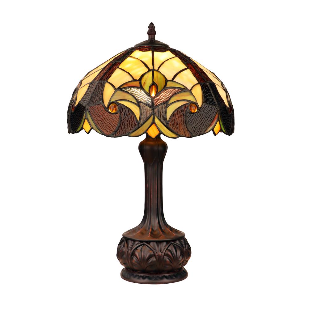 Tiffany-Style Antique Dark Bronze 1-Light Victorian Table Lamp 12" Shade. Picture 1